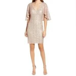 NWT Vince Camuto Sequin Capelet Cocktail Dress, 6